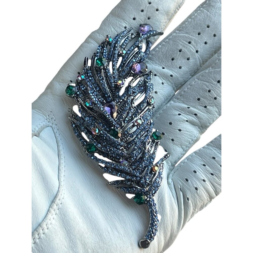 old money‎ glam large rhinestone shoulder pin brooch 4in - Picture 6 of 13